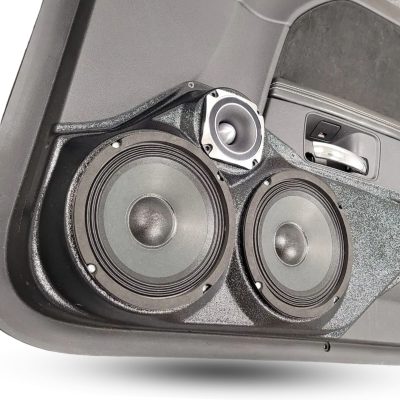 Front Door Custom Speaker Pods for the 2008-2014 Dodge Challenger to hold Dual 6.5 in and 3.5 in  speakers for car audio installation upgrade