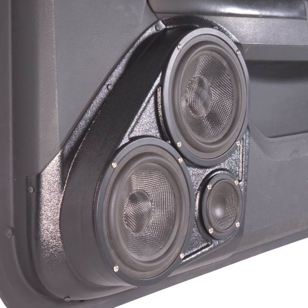 Front Door Custom Speaker Pods for the 2008-2010 Dodge Charger to hold Dual 6.5 in and 3.5 in speakers for car audio installation upgrade