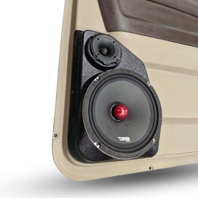 Rear Door Custom Speaker Pods for the 2009-2018 Dodge Ram to hold 8.0 in and 3.5 in speakers for car audio installation upgrade