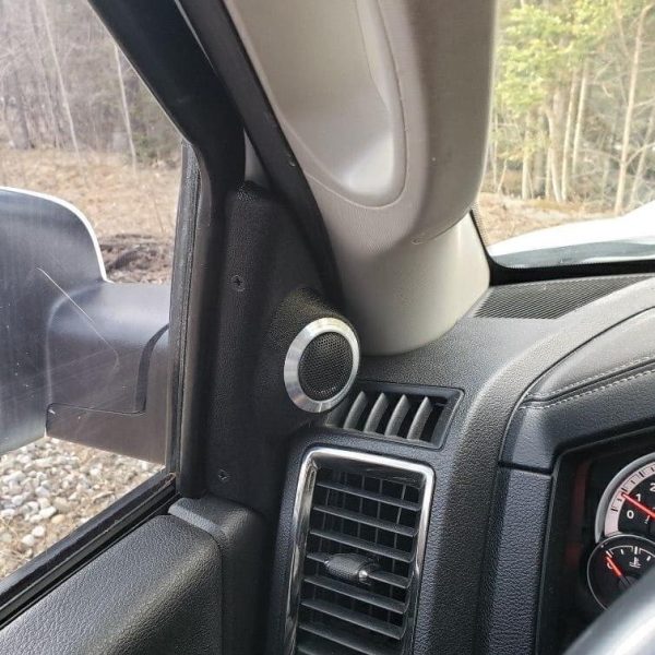 left ortho Speaker Upgrade for the Sail Panel of your 2009-2018 Dodge Ram 1500, 2500. 2019-2024 Dodge Ram 2500, 1500 Classic. Easy installation of a Single Tweeter for the most powerful car stereo possible.