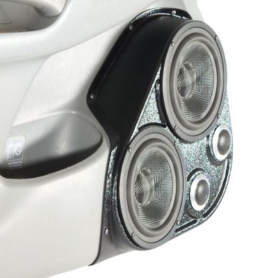 left ortho Speaker Upgrade for the Front Door of your 2009-2015 Toyota Tacoma. Easy installation of a Dual 6.5" Midrange and Dual Tweeter for the most powerful car stereo possible.
