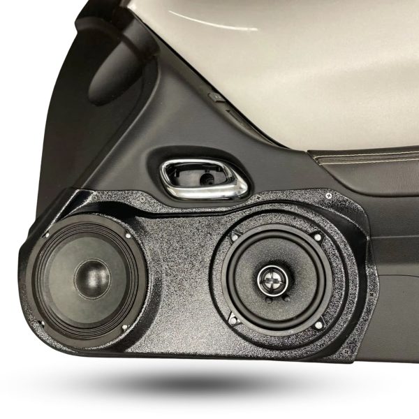 left ortho Speaker Upgrade for the Front Door of your 2010-2015 Chevrolet Camaro. Easy installation of a 6.5" and 5.25" Midrange for the most powerful car stereo possible.