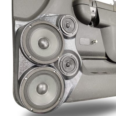 Front Door Custom Speaker Pods for the 2010-2013 Chevrolet Silverado GMC Sierra to hold Dual 6.5 in and Dual 3.5 in  speakers for car audio installation upgrade