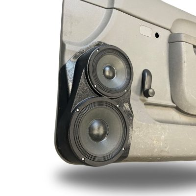 Front Door Custom Speaker Pods for the 2010-2013 Chevrolet Silverado GMC Sierra to hold 8.0 in and 6.5 in speakers for car audio installation upgrade