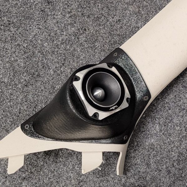 A-Pillar Custom Speaker Pods for the 2011-2023 Dodge Durango Jeep GrandCherokee to hold 3.5 in speakers for car audio installation upgrade