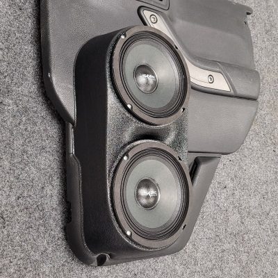 Rear Door Custom Speaker Pods for the 2011-2017 Jeep Wrangler to hold Dual 6.5 in speakers for car audio installation upgrade