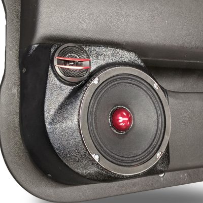 Rear Door Custom Speaker Pods for the 2014-2018 Chevrolet Silverado GMC Sierra to hold 6.5 in and 2.0 in  speakers for car audio installation upgrade