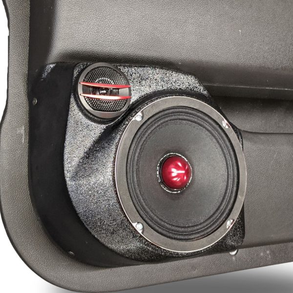 left ortho Speaker Upgrade for the Rear Door of your 2014-2018 Chevrolet Silverado, GMC Sierra. Easy installation of a 6.5" Component Set for the most powerful car stereo possible.