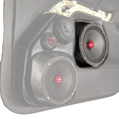 Front Door Custom Speaker Pods for the 2014-2018 Chevrolet Silverado GMC Sierra to hold 8.0 in speakers for car audio installation upgrade
