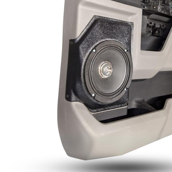 left ortho Speaker Upgrade for the Rear Door of your 2017-2020 Ford F250, F350. Easy installation of a Single 6.5" Midrange for the most powerful car stereo possible.