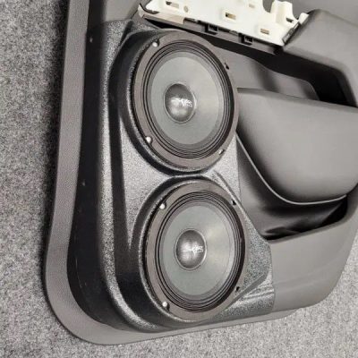 left ortho Speaker Upgrade for the Rear Door of your 2015-2022 Chevrolet Colorado, GMC Canyon. Easy installation of a Dual 6.5" Midrange for the most powerful car stereo possible.