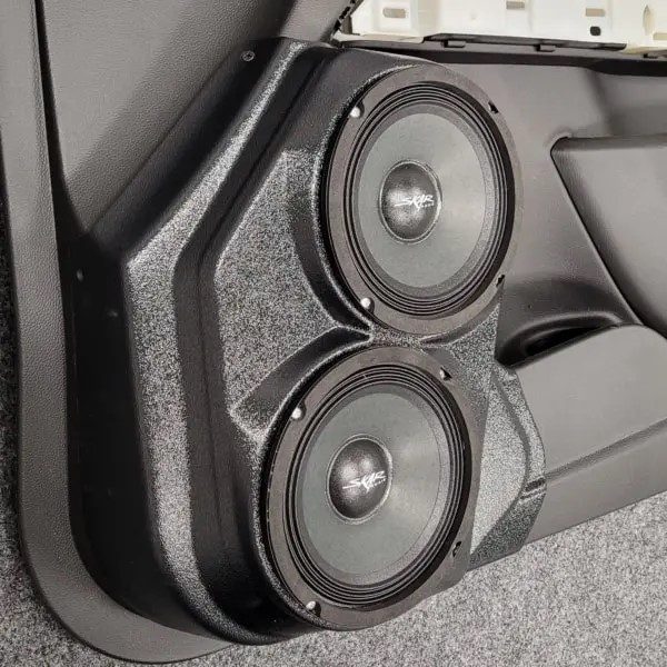 left ortho Speaker Upgrade for the Front Door of your 2015-2022 Chevrolet Colorado, GMC Canyon. Easy installation of a Dual 6.5" Midrange for the most powerful car stereo possible.