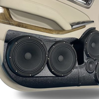 Front Door Custom Speaker Pods for the 2015-2020 Chevrolet Suburban Chevrolet Tahoe GMC Yukon to hold Dual 8.0 in speakers for car audio installation upgrade