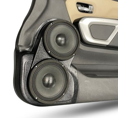 Front Door Custom Speaker Pods for the 2016-2024 Nissan Titan to hold Dual 8.0 in speakers for car audio installation upgrade