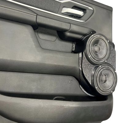 Rear Door Custom Speaker Pods for the 2019-2025 Dodge Ram to hold Dual 6.5 in speakers for car audio installation upgrade