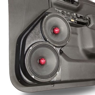 Front Door Custom Speaker Pods for the 2019-2023 Chevrolet Silverado GMC Sierra to hold Dual 8.0 in  speakers for car audio installation upgrade