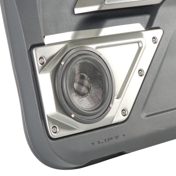 Front Door Custom Speaker Pods for the 2021-2023 Ford Bronco to hold 6.5 in speakers for car audio installation upgrade