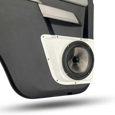 Rear Door Custom Speaker Pods for the 2021-2023 Ford Bronco to hold 8.0 in speakers for car audio installation upgrade