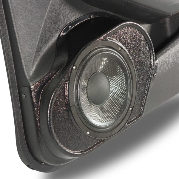 left ortho Speaker Upgrade for the Front Door of your 2021-2024 Honda Civic. Easy installation of a Single 8" Midrange for the most powerful car stereo possible.