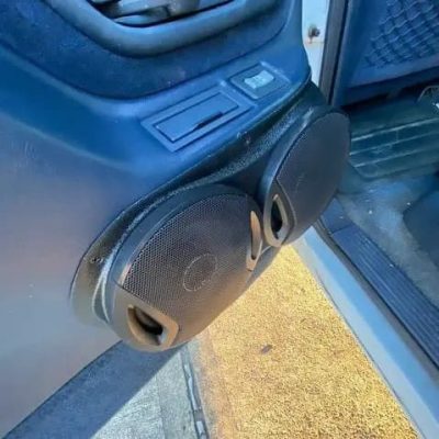 Rear Door Custom Speaker Pods for the 1995-1999 Cadillac Escalade Chevrolet Silverado Suburban Tahoe GMC Sierra Yukon to hold Dual 6.5 in speakers for car audio installation upgrade