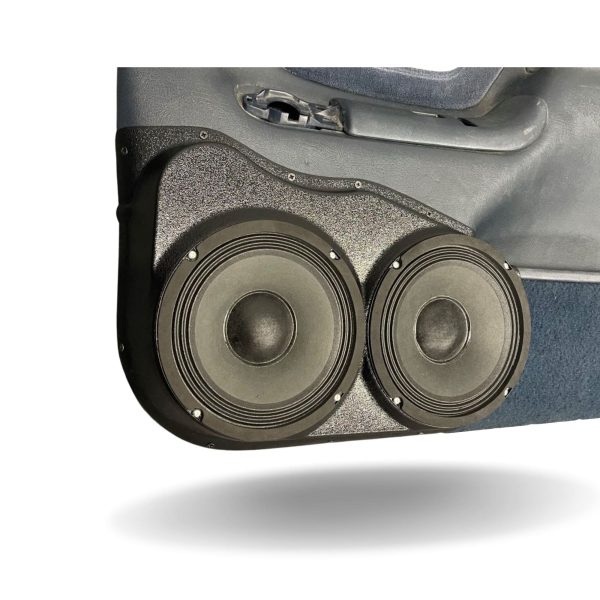 left ortho Speaker Upgrade for the Front Door of your 1995-1999 Chevrolet Tahoe, Suburban, Silverado; GMC Yukon, Sierra. Easy installation of a Dual 8" Midrange for the most powerful car stereo possible.