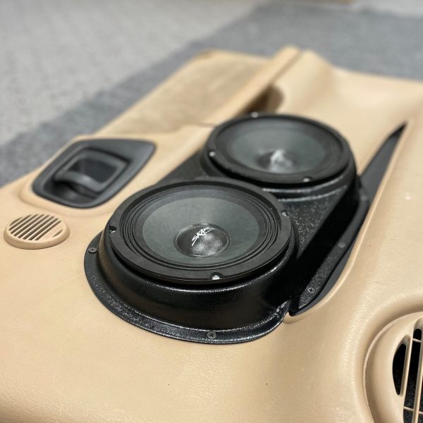 Front Door Custom Speaker Pods for the 1998-2000 Dodge Dakota Durango to hold Dual 6.5 in speakers for car audio installation upgrade