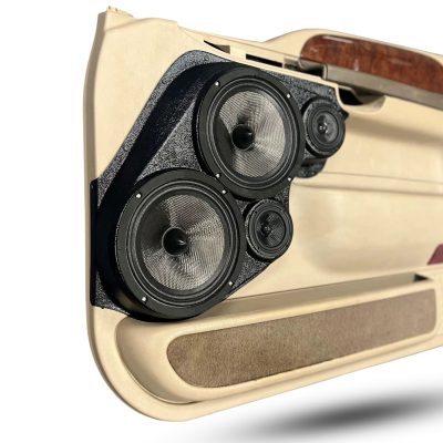 Front Door Custom Speaker Pods for the 1999-2007 Ford Excursion F-250F-350 to hold Dual 8.0 in and Dual 3.5 in speakers for car audio installation upgrade