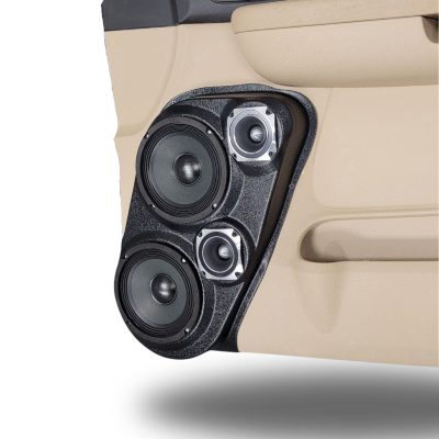 Front Door Custom Speaker Pods for the 2007-2009 Cadillac Escalade Chevrolet Avalanche Tahoe Silverado Suburban GMC Yukon Sierra to hold Dual 6.5 in and Dual 3.5 in  speakers for car audio installation upgrade