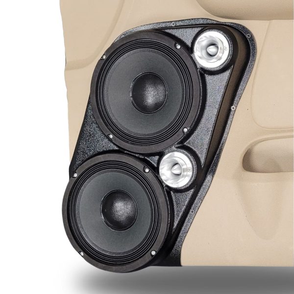 right 1 Speaker Upgrade for the Front Door of your 2007-2009 Chevrolet Tahoe, Suburban, Avalanche, Silverado. GMC Yukon, Sierra. Cadillac Escalade. Easy installation of a Dual 8" and Dual Tweeter for the most powerful car stereo possible.