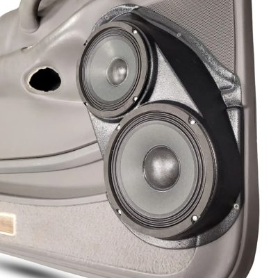 Front Door Custom Speaker Pods for the 1998-2002 Ford Expedition to hold 8.0 in and 6.5 in speakers for car audio installation upgrade