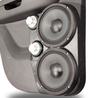 Rear Door Custom Speaker Pods for the 2007-2009 Cadillac Escalade Chevrolet Avalanche Tahoe Silverado Suburban GMC Yukon Sierra to hold Dual 8.0 in and Dual 2.0 in  speakers for car audio installation upgrade