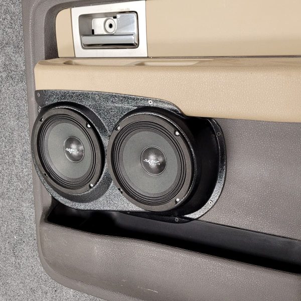 right 2 Speaker Upgrade for the Rear Door of your 2009-2014 Ford F150. Easy installation of a Dual 6.5" Midrange for the most powerful car stereo possible.