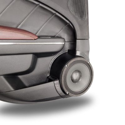 Rear Door Custom Speaker Pods for the 2011-2023 Chrysler 300C Dodge Charger to hold 8.0 in speakers for car audio installation upgrade