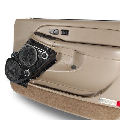 Front Door Custom Speaker Pods for the 2000-2006 Cadillac Escalade Chevrolet Avalanche Silverado Tahoe Suburban GMC Sierra Yukon to hold Dual 6.5 in and Dual 2.0 in  speakers for car audio installation upgrade