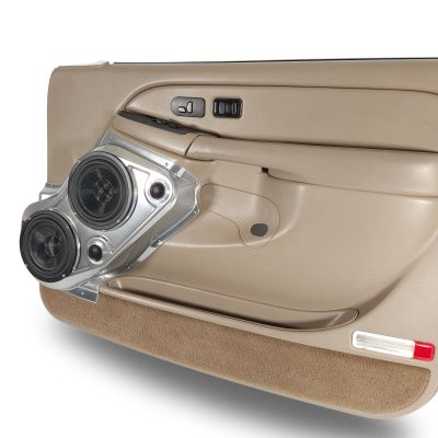Front Door Custom Speaker Pods for the 2000-2006 Cadillac Escalade Chevrolet Avalanche Silverado Tahoe Suburban GMC Sierra Yukon to hold Dual 6.5 in and Dual 2.0 in  speakers for car audio installation upgrade