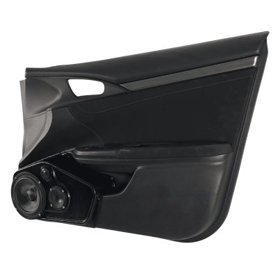 Front Door Custom Speaker Pods for the 2016-2020 Honda Civic to hold 6.5 in and 3.5 in and 2.0 in speakers for car audio installation upgrade