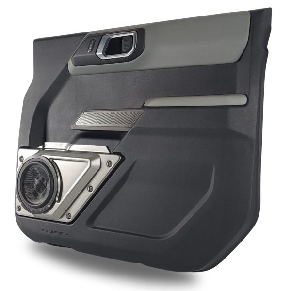 Front Door Custom Speaker Pods for the 2021-2023 Ford Bronco to hold 6.5 in speakers for car audio installation upgrade