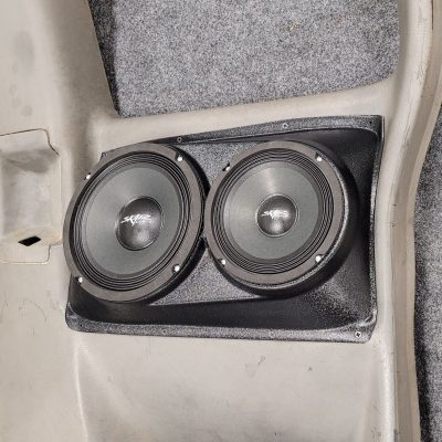 Rear Door Custom Speaker Pods for the 2000-2006 Chevrolet Silverado GMC Sierra to hold 8.0 in and 6.5 in speakers for car audio installation upgrade