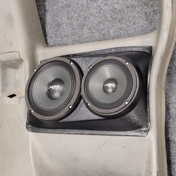 Rear Door Custom Speaker Pods for the 2000-2006 Chevrolet Silverado GMC Sierra to hold 8.0 in and 6.5 in speakers for car audio installation upgrade