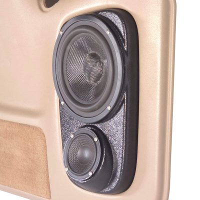 Rear Door Custom Speaker Pods for the 2000-2006 Cadillac Escalade Chevrolet Avalanche Silverado Tahoe Suburban GMC Sierra Yukon to hold 6.5 in and 3.5 in  speakers for car audio installation upgrade