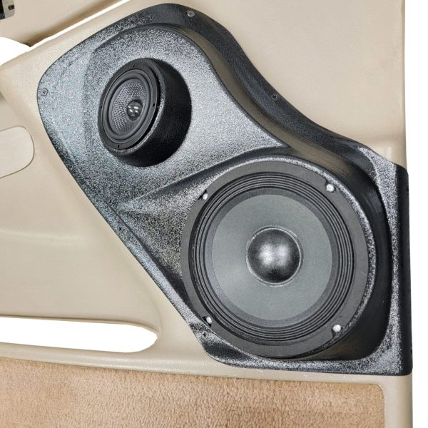 right ortho Speaker Upgrade for the Front Door of your 2000-2006 Chevrolet Tahoe, Suburban, Avalanche, Silverado. GMC Yukon, Sierra. Cadillac Escalade. Easy installation of a 6.5" and 3.5" Midrange or Tweeter for the most powerful car stereo possible.