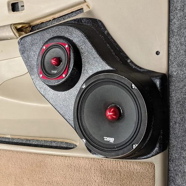 right ortho Speaker Upgrade for the Front Door of your 2000-2006 Chevrolet Tahoe, Suburban, Avalanche, Silverado. GMC Yukon, Sierra. Cadillac Escalade. Easy installation of a 8" and 4" Midrange for the most powerful car stereo possible.