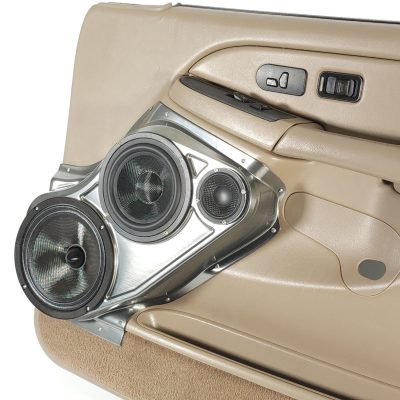 Front Door Custom Speaker Pods for the 2000-2006 Cadillac Escalade Chevrolet Avalanche Silverado Tahoe Suburban GMC Sierra Yukon to hold 8.0 in and 6.5 in and 3.5 in speakers for car audio installation upgrade
