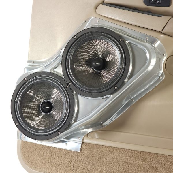 right ortho Speaker Upgrade for the Front Door of your 2000-2006 Chevrolet Tahoe, Suburban, Avalanche, Silverado. GMC Yukon, Sierra. Cadillac Escalade. Easy installation of a Dual 8" Midrange for the most powerful car stereo possible.