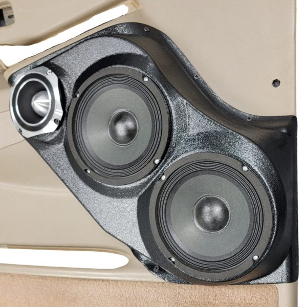 Front Door Custom Speaker Pods for the 2000-2006 Cadillac Escalade Chevrolet Avalanche Silverado Tahoe Suburban GMC Sierra Yukon to hold Dual 6.5 in and 4.0 in  speakers for car audio installation upgrade