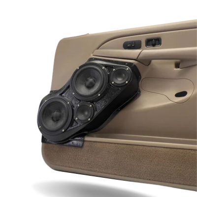 Front Door Custom Speaker Pods for the 2000-2006 Cadillac Escalade Chevrolet Avalanche Silverado Tahoe Suburban GMC Sierra Yukon to hold Dual 6.5 in and Dual 3.5 in  speakers for car audio installation upgrade