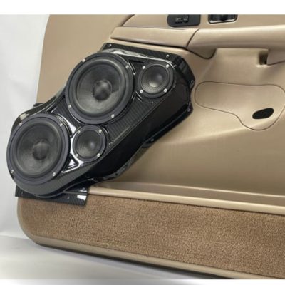 Front Door Custom Speaker Pods for the 2000-2006 Cadillac Escalade Chevrolet Avalanche Silverado Tahoe Suburban GMC Sierra Yukon to hold Dual 6.5 in and Dual 3.5 in  speakers for car audio installation upgrade