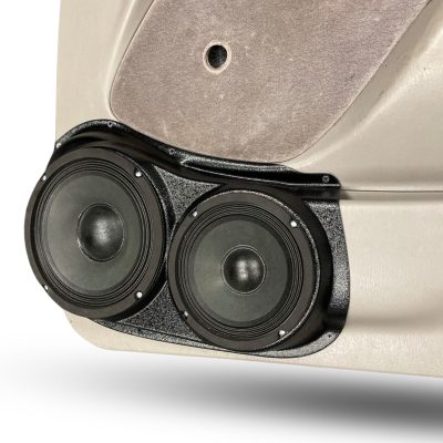Front Door Custom Speaker Pods for the 2001-2004 Toyota Tacoma to hold 8.0 in and 6.5 in speakers for car audio installation upgrade