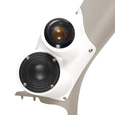A-Pillar Custom Speaker Pods for the 2002-2005 Dodge Ram Ram to hold 3.5 in and 2.0 in  speakers for car audio installation upgrade
