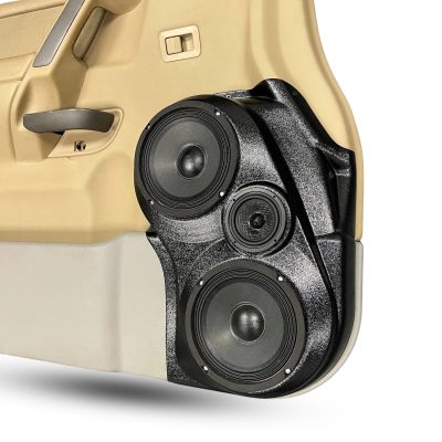 Front Door Custom Speaker Pods for the 2004-2007 Infiniti QX56 Nissan Armada Titan to hold 6.5 in speakers for car audio installation upgrade